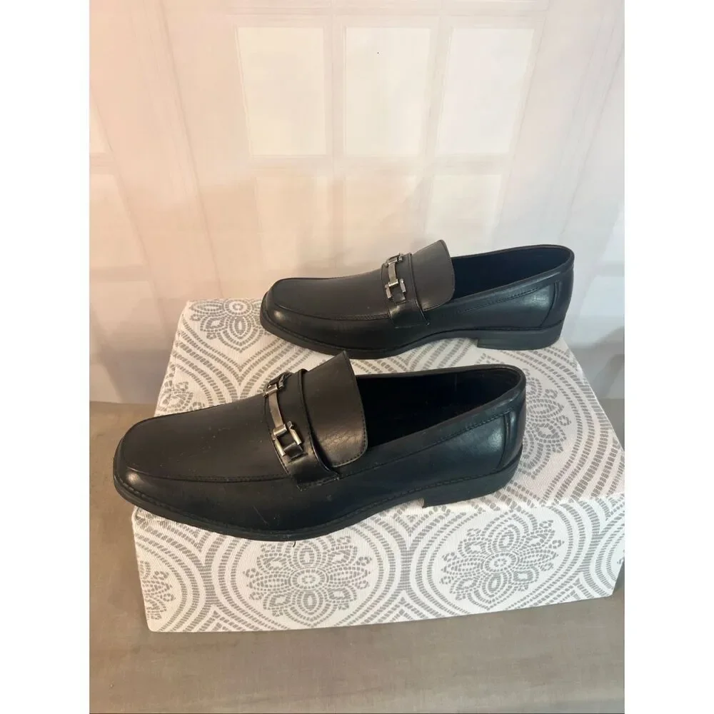 Akademiks Black Slip On Square Toe Comfort Buckle Loafer Dress Shoe Size 10